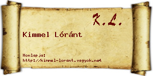 Kimmel Lóránt névjegykártya